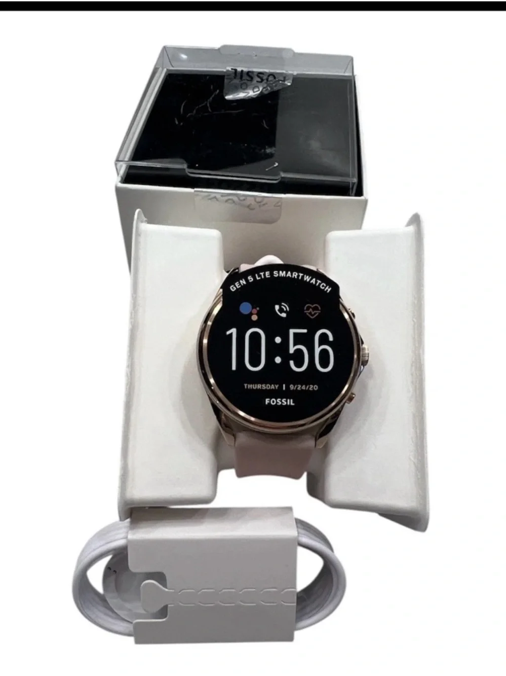 NWT Fossil Gen 5 LTE Rose Gold Smartwatch with Light Pink Strap